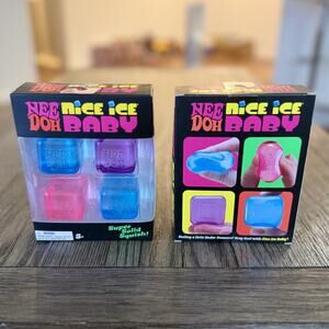 Schylling NeeDoh Nice Ice Baby 4 Pack Squishy Cube Sensory Fidget Toy Viral New